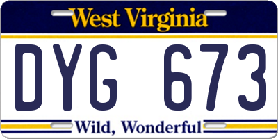 WV license plate DYG673