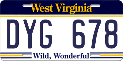 WV license plate DYG678