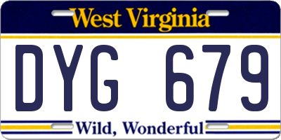 WV license plate DYG679
