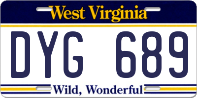 WV license plate DYG689