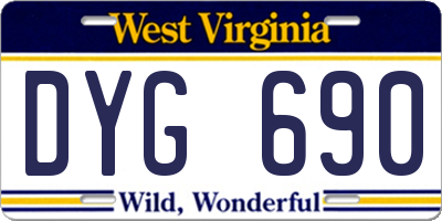 WV license plate DYG690