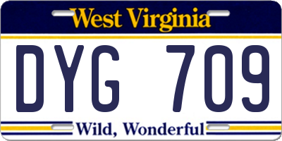 WV license plate DYG709