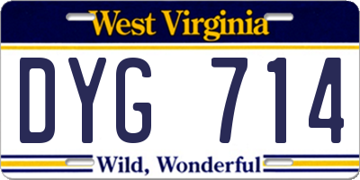 WV license plate DYG714
