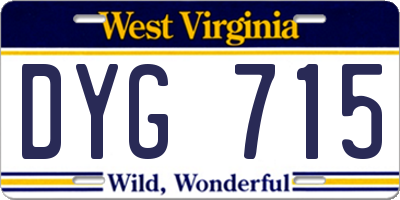 WV license plate DYG715