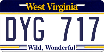 WV license plate DYG717