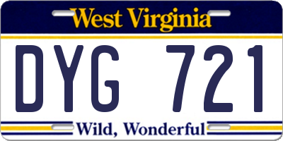 WV license plate DYG721
