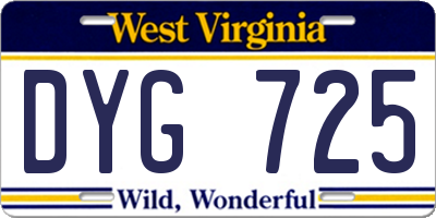 WV license plate DYG725