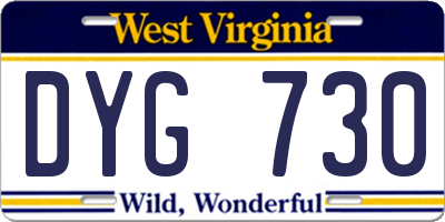 WV license plate DYG730