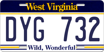 WV license plate DYG732