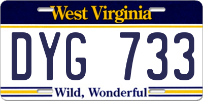 WV license plate DYG733