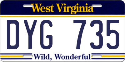 WV license plate DYG735