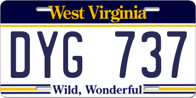 WV license plate DYG737