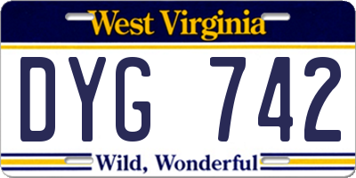 WV license plate DYG742