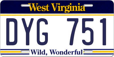 WV license plate DYG751