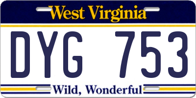 WV license plate DYG753