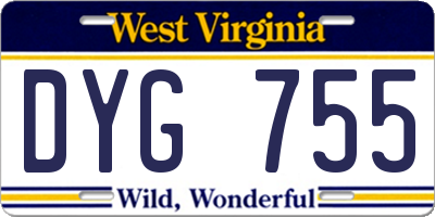 WV license plate DYG755