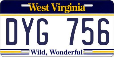 WV license plate DYG756