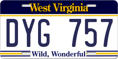 WV license plate DYG757