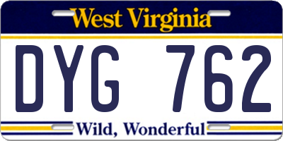 WV license plate DYG762