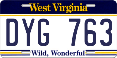 WV license plate DYG763