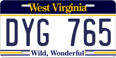 WV license plate DYG765