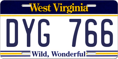 WV license plate DYG766