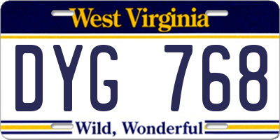 WV license plate DYG768