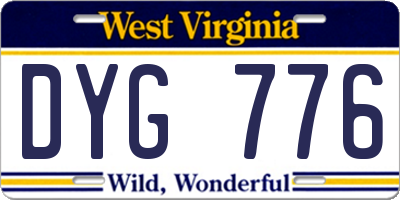 WV license plate DYG776