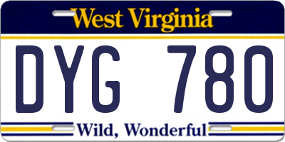 WV license plate DYG780
