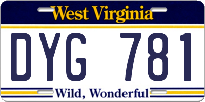 WV license plate DYG781