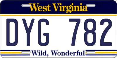 WV license plate DYG782