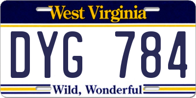 WV license plate DYG784