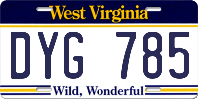 WV license plate DYG785