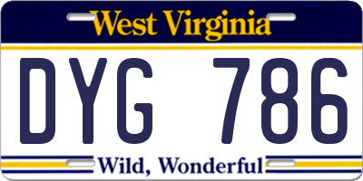 WV license plate DYG786