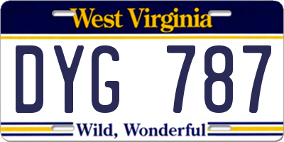 WV license plate DYG787
