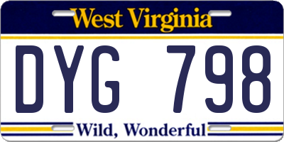 WV license plate DYG798