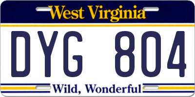 WV license plate DYG804