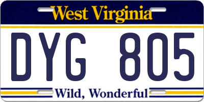 WV license plate DYG805