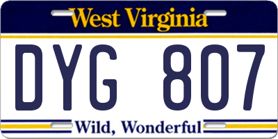 WV license plate DYG807