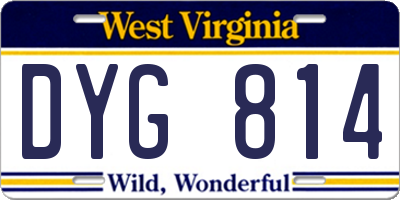 WV license plate DYG814