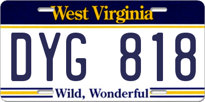 WV license plate DYG818