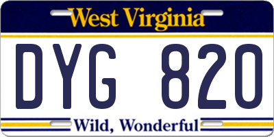 WV license plate DYG820