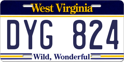 WV license plate DYG824