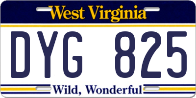 WV license plate DYG825
