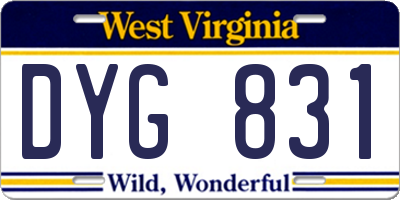 WV license plate DYG831