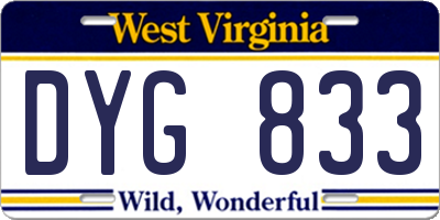 WV license plate DYG833