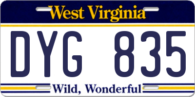 WV license plate DYG835