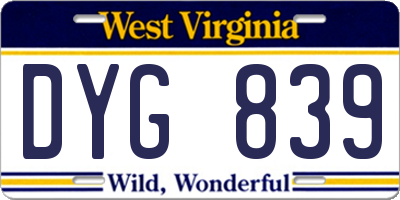 WV license plate DYG839