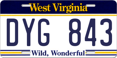 WV license plate DYG843