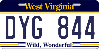 WV license plate DYG844